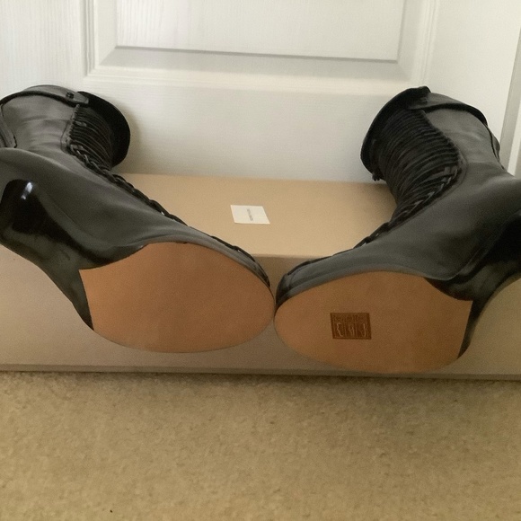 Tabitha Simmons Codi Over the Knee Black Lace Up Combat Boots Size 38.5 New! - Picture 8 of 16